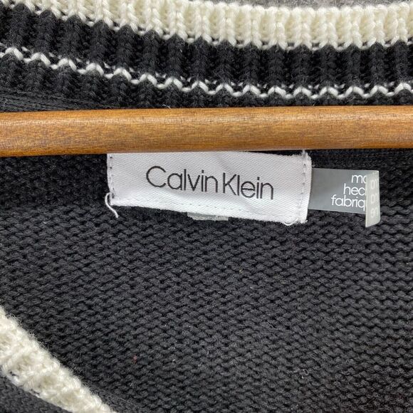 Calvin Klein Sweater Pullover Women M Medium Black Knit V-Neck Long Sleeve - Picture 5 of 9